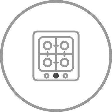 Minimalist bir çizgi, mutfak ve iç tasarım çizimleri için mükemmel dört ocağı olan modern bir soba kapağı sergiliyor..