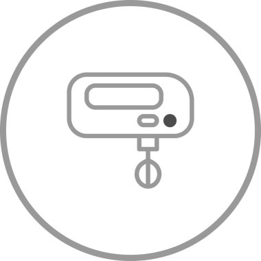 El mikserinin minimalist çizgisi çizimi. Mutfak temalı tasarımlar, yemek blogları veya alet kullanma kılavuzları için ideal.