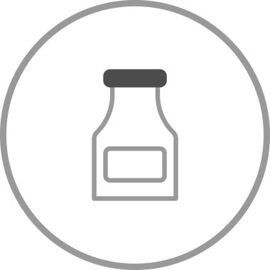 Bu yuvarlak şekilli, çizgili ve gri renkli bir çeşidin içindeki bir sos şişesinin basit bir simgesi..