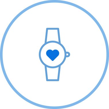 Bir kalp ikonunun yer aldığı soyut bir grafik, sağlık, sağlık ve spor izleme ve dijital yaşam tarzı bütünleşmesi için modern giyilebilir teknolojiyi sembolize ediyor..