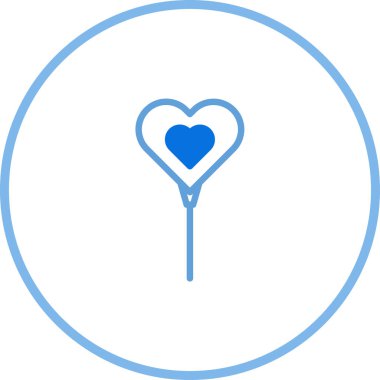 Basit ve zarif bir mavi kalp ikonu, dairesel bir çerçeve içinde bir çubuğa resmedilmiş. Sevgililer Günü için ideal tasarım projeleri ya da biraz sevgi katmak..