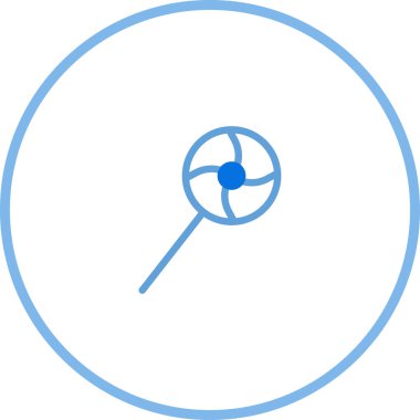 Tasarım ve illüstrasyon projelerinde ikon kullanımı için mükemmel olan minimal stil mavi lolipop grafiği. Bu basit görüntü tatlılığı iletir.