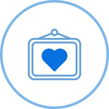 Beyaz bir duvar ve arka planda basit bir mavi kalp ikonu çizimi. Sevgililer Günü için ideal, romantik temalar, ve sevgi ve şefkat ifade etmek..