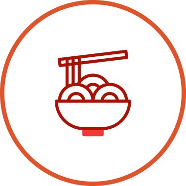 Yemek çubuklarıyla bir kase eriştenin minimalist tasviri, Asya mutfağını ve kültürünü sembolize ediyor, restoran menüleri ve grafik tasarımları için mükemmel..