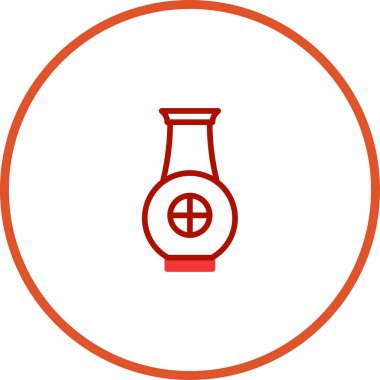 Yuvarlak bir çerçeve içinde zarif bir vazonun minimalist tasviri, tasarım için mükemmel..