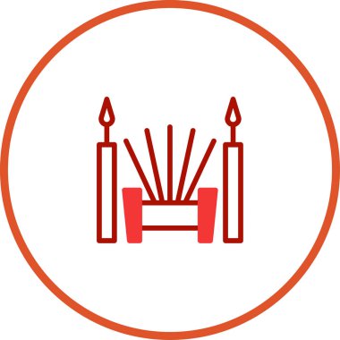 Bu minimalist simgede mumlar ve sazlıklar var. Zarafet ve sadeliğe ihtiyaç duyan tasarımlar için mükemmel. Çeşitli yaratıcı projeler için uygun.