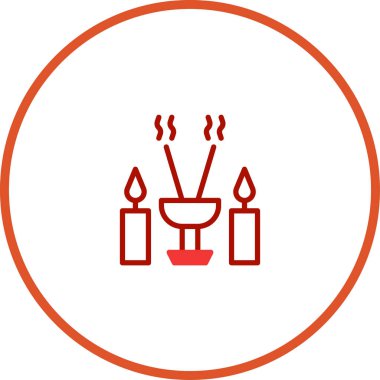 Yanan mumlarla çevrili tütsü tutacağında yanan tütsü çubuklarının ikonik tasviri. Barışı, ruhaniliği ve refahı sembolize eder..