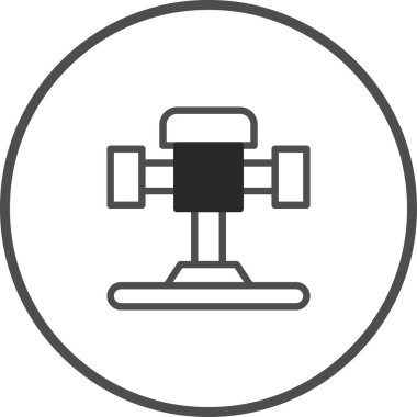 Minimalist bir vektör illüstrasyonu stilize edilmiş bir ağırlık kaldırma makinesi, taşıma uygunluğu ve egzersiz sunar.