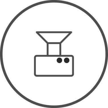 Basit bir çizgi çalışması ve dairesel çerçeve içeren bir tahıl değirmeninin temiz, minimalist vektör simgesi. Tarım, gıda üretimi ve endüstriyel makineleri temsil ediyor.