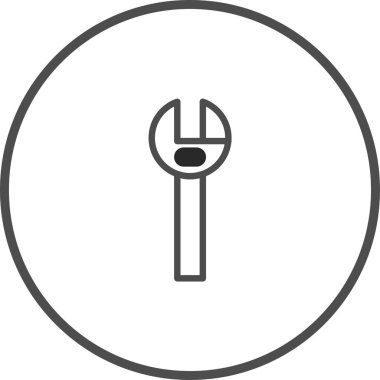 Beyaz arka planda izole edilmiş basit bir anahtar simgesi, tasarım alanındaki teknik ekipmanları temsil ediyor, onarım, endüstri veya mekanik hizmetleri göstermek için mükemmel..