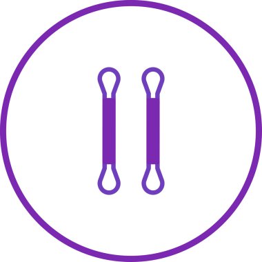 Bu minimalist sanat eseri mor bir çember çizgisi içinde iki mor pamuk çubuğu sergiliyor. Basit ama zarif bir tasarım..