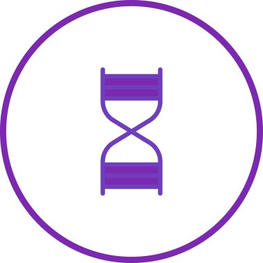 Mor bir çemberde kum saati vektör simgesi, zamanı, süreyi, akışı, eski zamanı ve süreci görsel olarak temsil etmek için uygun.