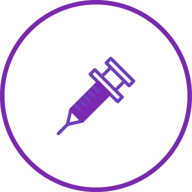 Enjeksiyon ikonu tıbbi tedavi ve önlemeyi temsil ediyor. Aşıları, sağlık hizmetlerini ve hastalıklara karşı korunmayı simgeler..