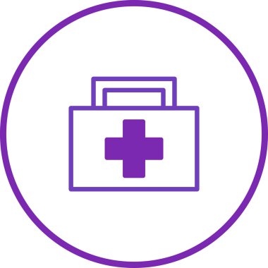 Sağlık, ilk yardım ve sağlık hizmetlerini temsil eden bir sağlık çantasının basit bir taslak simgesi. Web ve grafik tasarımı için mükemmel.
