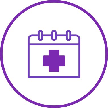 Tıbbi randevu takvimi ikonu, sağlık hizmetleri programı ve hatırlatıcılar için mükemmel. Düzenli bir şekilde randevu yönetimi, hasta kontrolleri ve sağlık hizmetlerinin temsilcisi.
