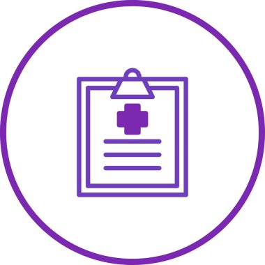 İçinde haç olan bir pano bulunan minimalist bir tıbbi rapor ikonu. Sağlık siteleri, uygulamalar ve bilgilendirme materyalleri için mükemmel..