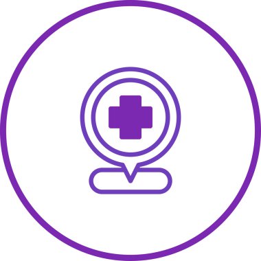 Tıbbi bir konumu temsil eden açık ve basit bir ikon. Haritalar, uygulamalar ve sağlık malzemeleri için mükemmel. Sağlık hizmetleri ve acil servisleri sembolize eder.