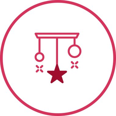 Basit, zarif bir Noel süsü resmi. Bir yıldızın, iki topun ve bir bardan sarkan parıltıların olduğu bir film. Tatil kartları, davetiyeler ve şenlikli tasarımlar için ideal..