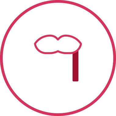 Dudakları olan soyut bir parti fotoğraf kabini, bir çember çerçevesi içinde bir taslak simgesi olarak sunuluyor, eğlenceyi ve kutlamaları simgeliyor..