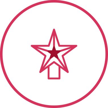 Çember şeklinde çevrili bir Noel ağacı tepesi yıldızının minimalist bir taslak simgesi. Tatil tasarımları ve şenlikli dekorasyonlar için mükemmel..