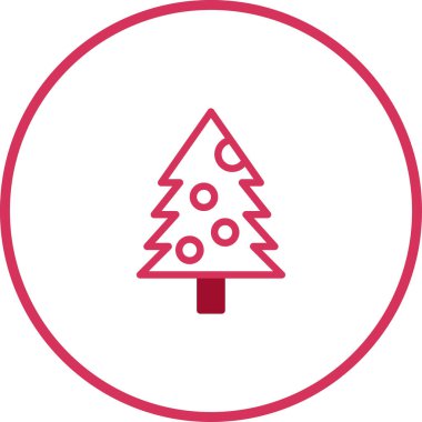 Çember tasarımı içinde basit ve temiz bir noel ağacı simgesi, şenlikli ve modern bir duyguyu iletmek için mükemmel..