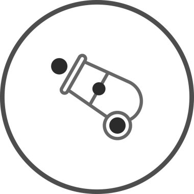 Basit, minimalist bir vektör çizimi. Gülle atan bir top var. Tasarım projelerinde kutlamaları, tarihi olayları veya patlayıcı kavramları temsil etmek için ideal.