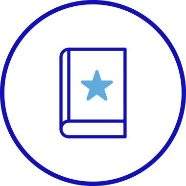 Bu resim basit, mavi, üzerinde bir yıldız olan, eğitim, bilgi ve okuma için mükemmel bir kitap ikonu tasarımı içerir. Logo ya da grafik öğe olarak kullanılabilir..