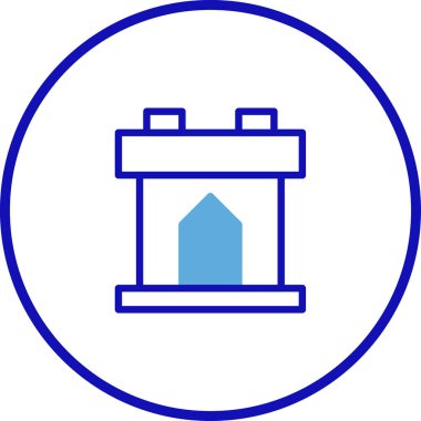 Temiz ve modern bir şömine ikonu, ev ısıtması veya iç tasarım kavramlarını göstermek için mükemmel. Basit satır sanatı biçimi çağdaş ve çok yönlü bir sembol sağlar.