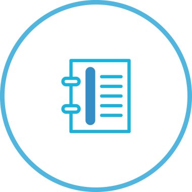 Dijital planlamayı, organizasyonu ve görev yönetimini sembolize eden temiz ve minimalist bir defter simgesi. Verimliliğe odaklanan web siteleri, uygulamalar ve sunumlar için ideal.