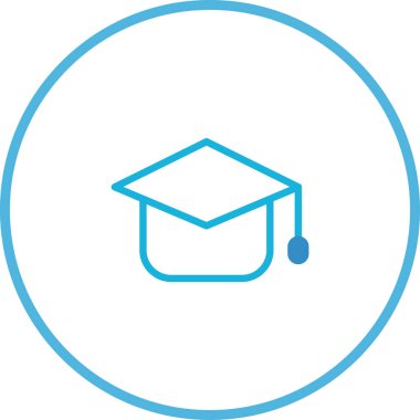 Bir çemberin içindeki mezuniyet şapkasının basit bir çizgisi. Eğitimi, başarıyı ve akademik başarıyı simgeliyor..