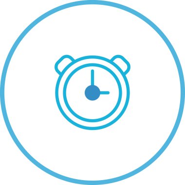 Beyaz arkaplandaki mavi alarmlı saat simgesinin minimalist tasarımı, zamanı, hatırlatıcıları veya zamanlamayla ilgili kavramları göstermek için idealdir.