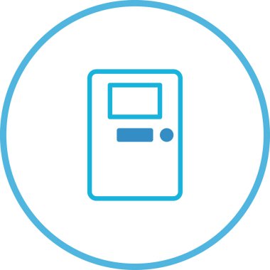 Temiz, basit bir kapı simgesi mavi bir çemberin içinde. Giriş veya erişim için açık ve modern bir sembol gerektiren tasarım projeleri için ideal.