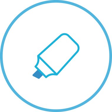 Basit bir mavi işaret simgesi mavi bir daire içinde, eğitim veya tasarım amaçlarına uygun. Vurgulamayı ve yazmayı temsil eder..