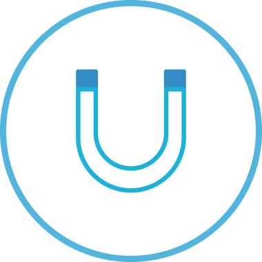 Dairesel sınır içindeki bir at nalı mıknatısının minimalist bir çizimi, bilim ve eğitim materyalleri için mükemmel, manyetizma ve cazibeyi vurguluyor..