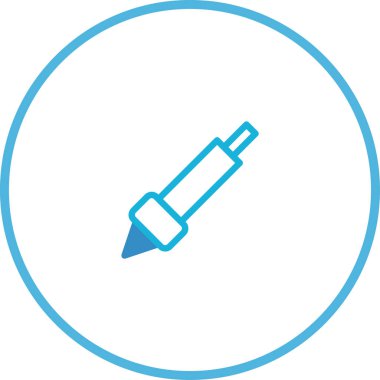 Bir kalem minimalist mavi taslak simgesi, yazma, eğitim, yaratıcılık ve tasarım kavramlarını temiz ve modern tarzda temsil etmek için idealdir..