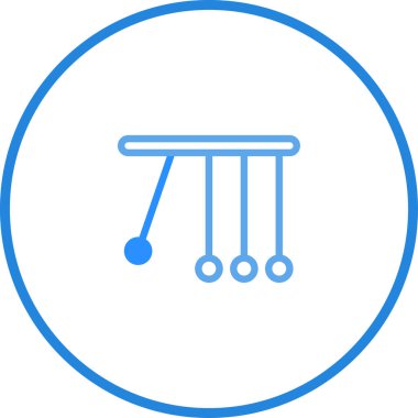 Basit bir vektör illüstrasyonunda Newton 'un beşiği, fizikte momentum ve enerji korunumunun klasik bir göstergesidir..