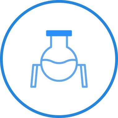 Dairesel çerçevenin içinde sıvı bulunan basit bir mavi ikon. Bilim, laboratuvar, kimya ve deneyleri temsil eder..