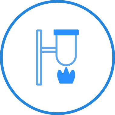 Alevli bir laboratuvar ocağının stilize edilmiş bir çizimi. Bilim, araştırma ve eğitim materyalleri için uygun. Bu resim yenilikleri ve deneyleri temsil eder..