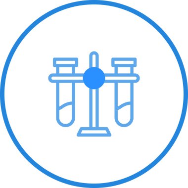 Dönen rafta tutulan test tüplerinin bilimsel araştırmaları, laboratuvar çalışmalarını ve analizleri sembolize ettiği minimalist bir simge..