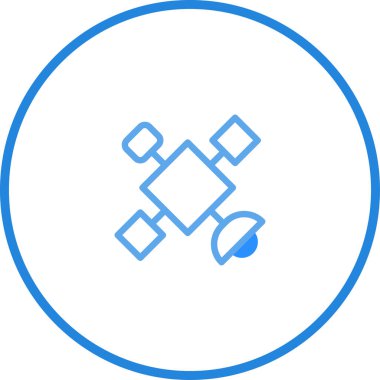 Yörüngedeki bir uydunun modern çizgi çizimi. Teknoloji, iletişim ve uzay keşfi temaları için mükemmel.