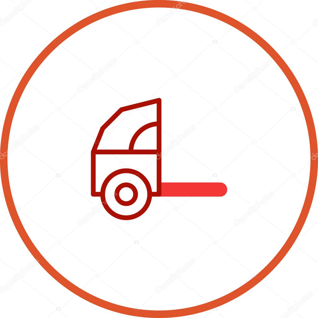 A minimalist icon of a small truck or vehicle is centered in a circle, ideal for transport or logistics designs.