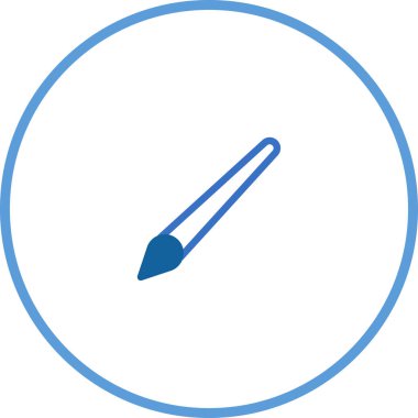 Basit bir grafik dairesel çerçeve içinde sunumlar için ideal mavi kalem simgesini gösterir. Yaratıcılık, yazarlık ve eğitim için bir sembol olarak kullanılabilir..