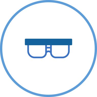 Bu resim mavi gözlüklerin minimalist bir tasarımını gösteriyor, vizyon, tarz veya optik hizmetleri temiz ve modern bir şekilde temsil etmek için mükemmel..