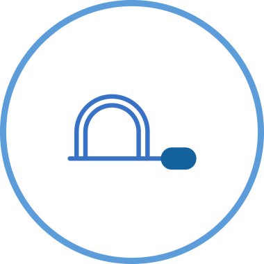 Bir kemer yolu ve düğmenin minimalist bir çizimi, bir dairenin içinde, sanatsal dekorasyon için özetlenmiştir..