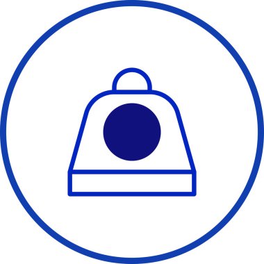 Bir minimalist mavi simge tasarımı, çeşitli dijital ve yazdırma uygulamaları için uygun mavi bir çan şekli içerir..