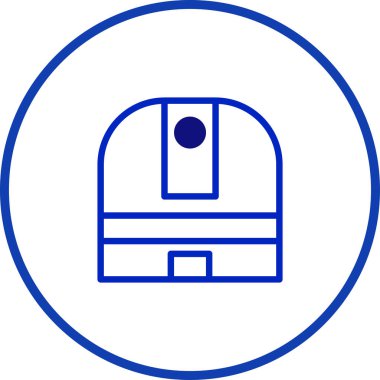 Astronomik araştırmayı sembolize eden dairedeki basit mavi gözlemevi ikonu. Tasarım, minimalist ve modern, bilim, keşif ve keşiftir..
