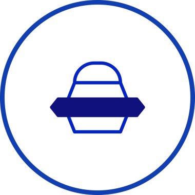 Mavi daire içinde merkezli biçimlendirilmiş bir uzay gemisi ikonu içeren temiz, minimalist bir illüstrasyon. Tasarım, uzay yolculuğu ve teknoloji hissini iletmek için basit çizgiler kullanır..