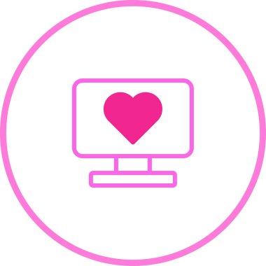 Bu resim, çevrimiçi aşk ve dijital ilişkiler kavramını temsil eden bir bilgisayar ekranında gösterilen kalp şeklinde bir sembol içerir..