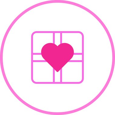 Beyaz arkaplanlı bir hediye kutusunda pembe bir kalp simgesi. Sevgililer Günü için mükemmel. Doğum günleri ya da özel günler için..