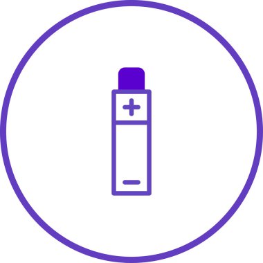 Bu, dairesel çerçeveye sarılı bir AA bataryasının minimalist bir çizimi. Basit tasarımı, modern ve gösterişli bir görünüş için temiz çizgiler ve sınırlı renk paleti kullanır..